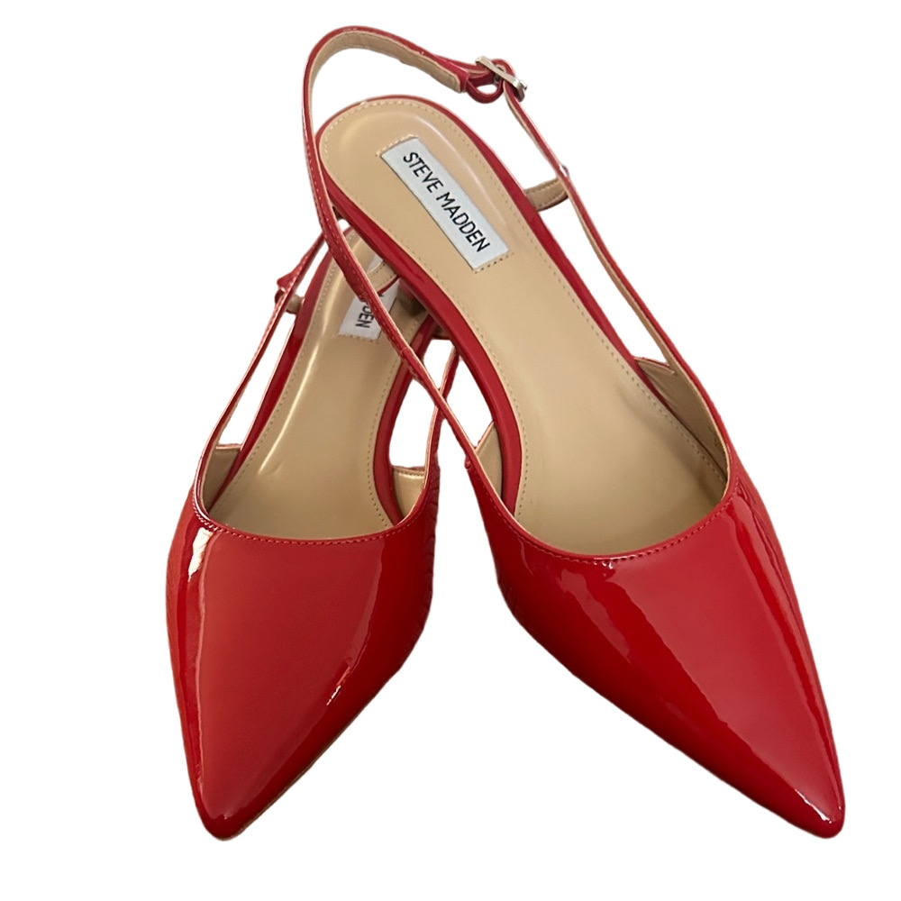 Steve Madden Glossy Red Slingback Heels - Picture 3 of 10